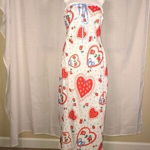 For Love And Lemons Strapless Heart Print Maxi Dress